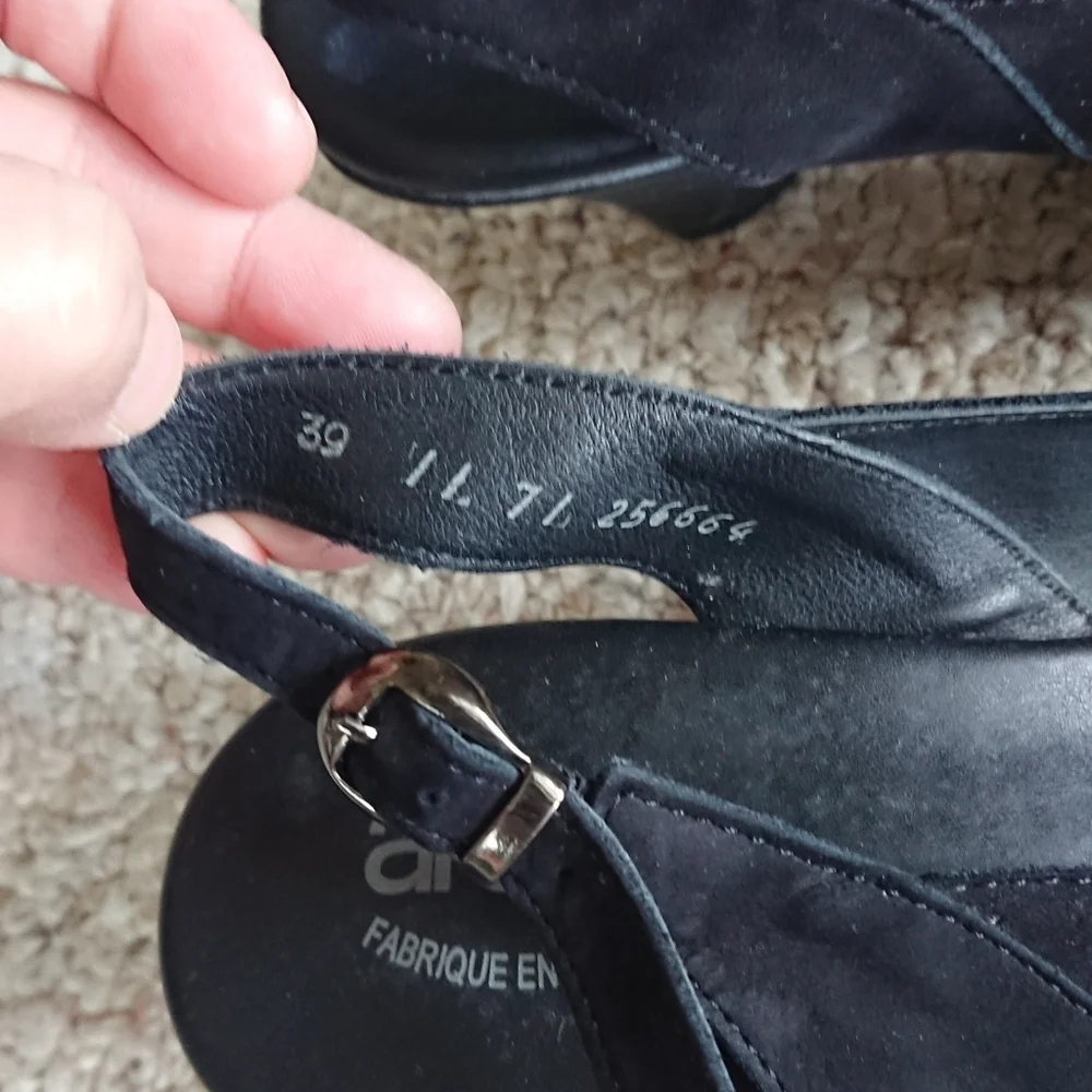 Arche Black Leather Slingback Sandals size 8